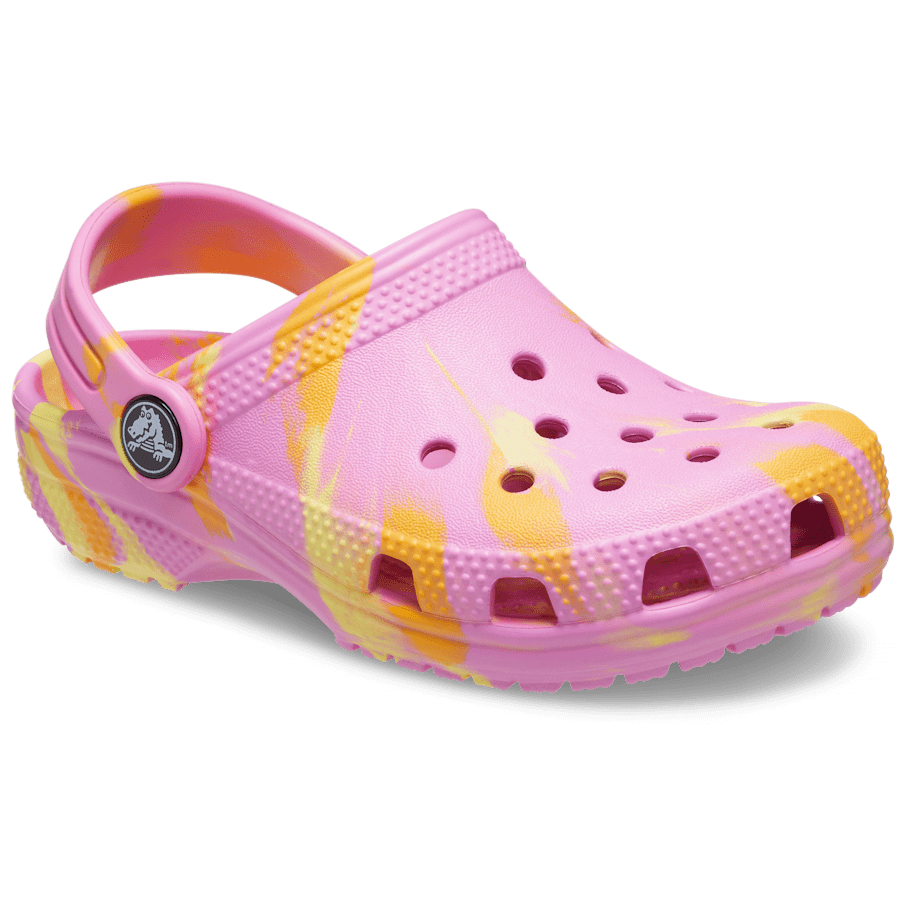 Taffy Pink / Multi Toddler Classic Marbled Clog - Angle - Crocs
