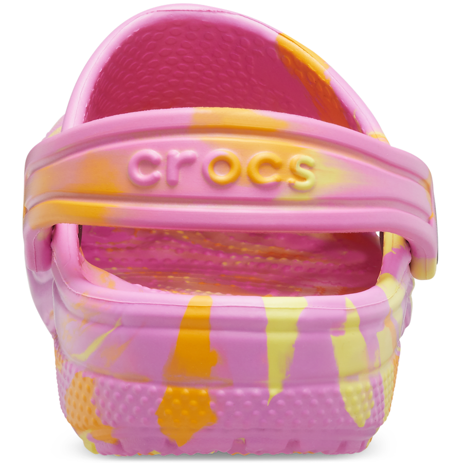 Taffy Pink / Multi Toddler Classic Marbled Clog - Back - Crocs
