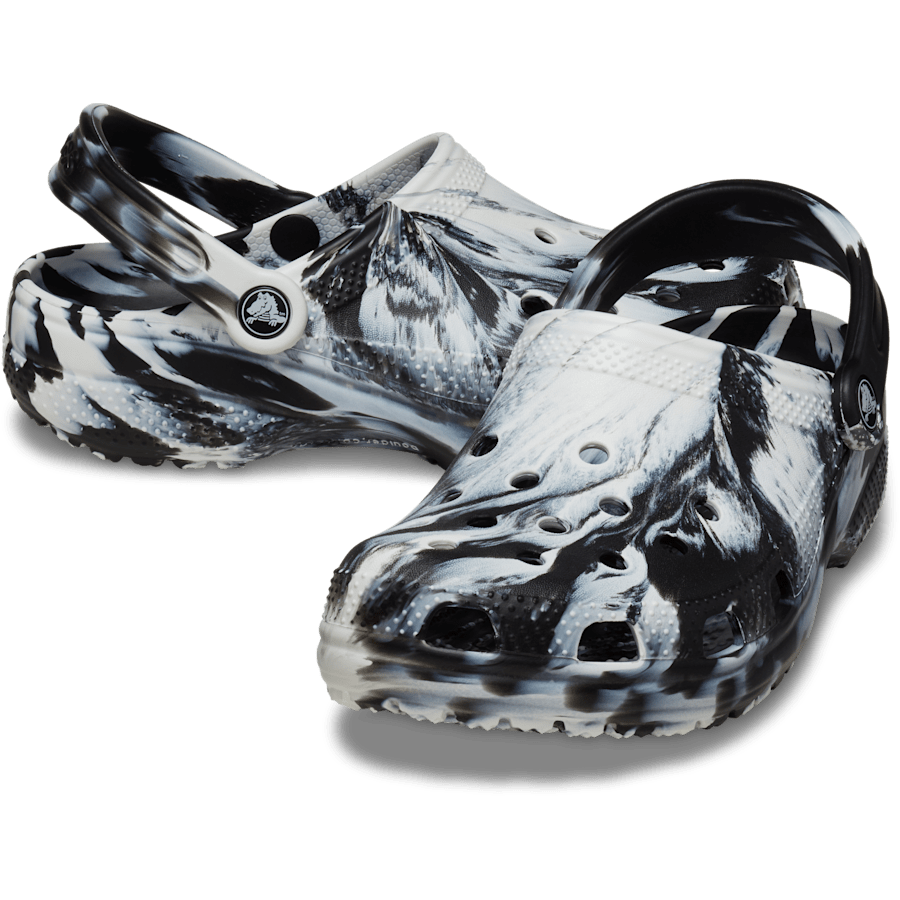 White / Black Classic Marbled Clog - Pair - Crocs