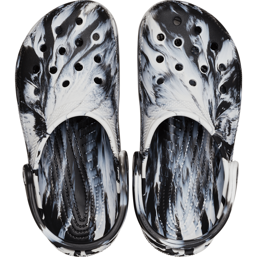 White / Black Classic Marbled Clog - Top - Crocs
