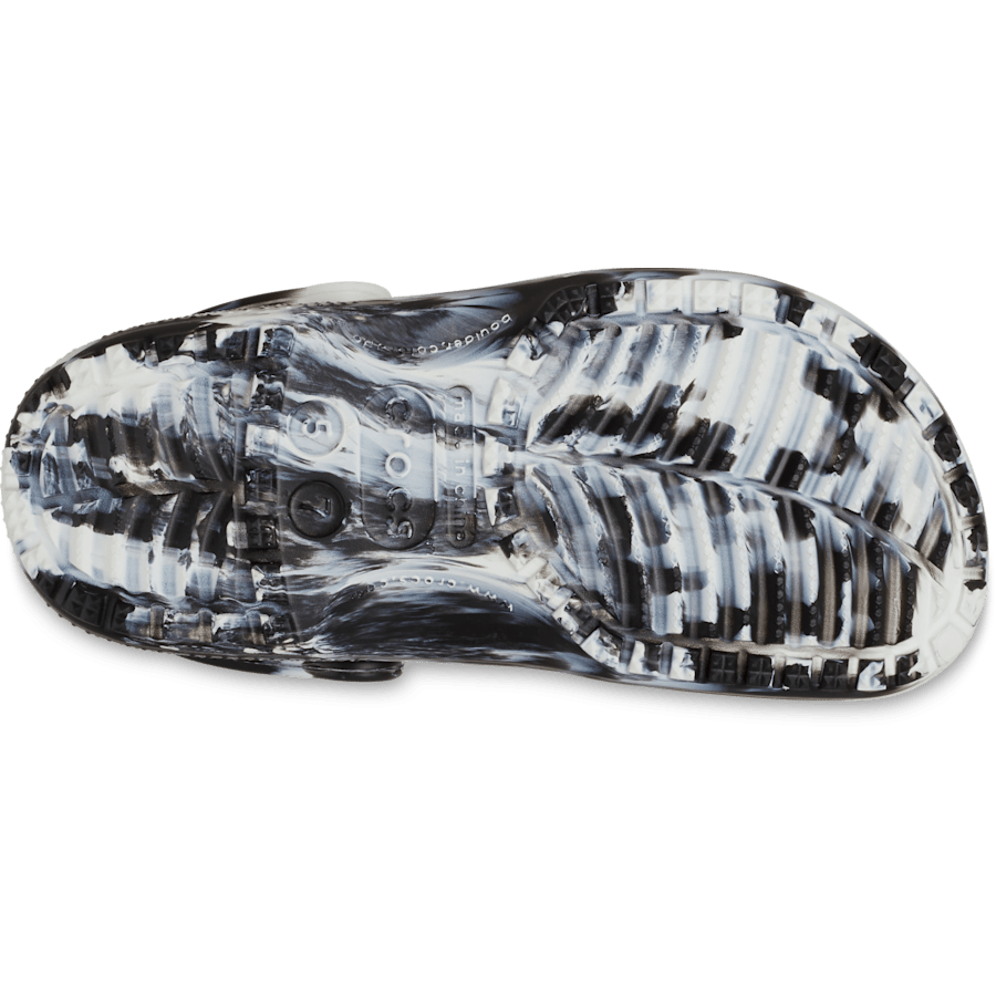 White / Black Classic Marbled Clog - Bottom - Crocs