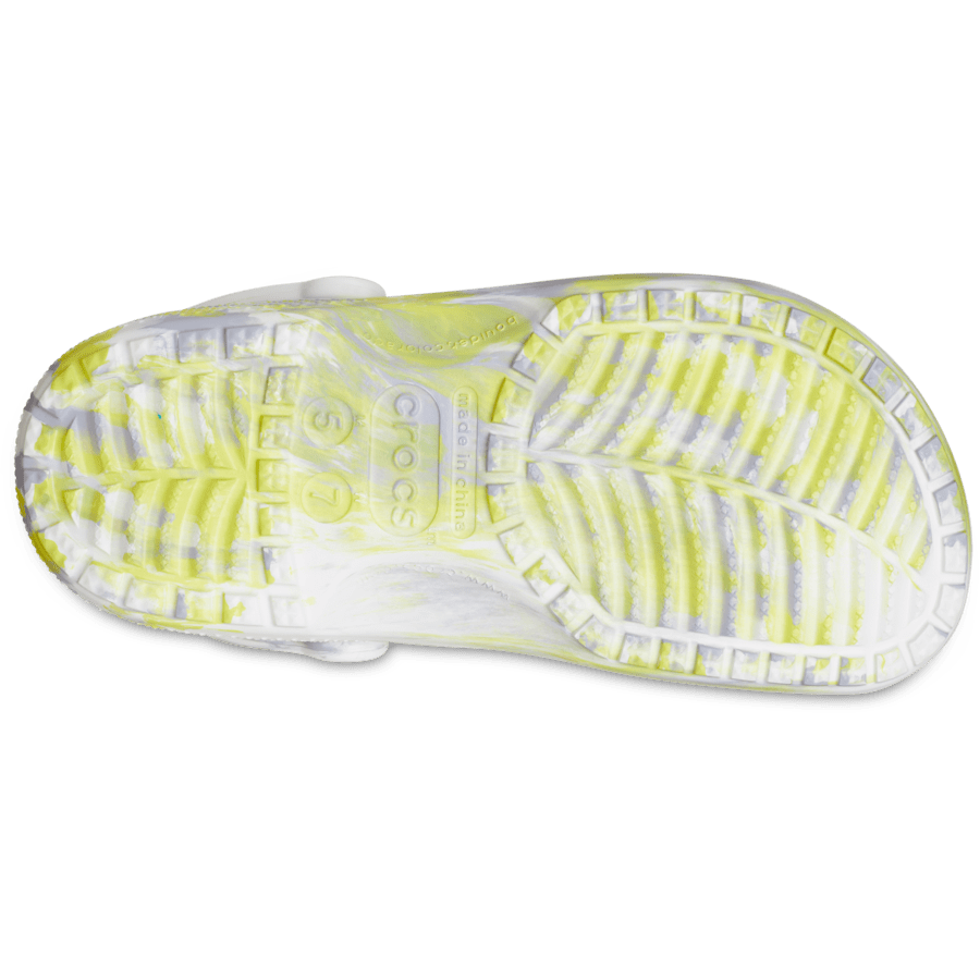 White / Microchip Classic Marbled Clog - Bottom - Crocs