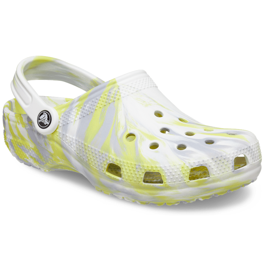 White / Microchip Classic Marbled Clog - Angle - Crocs