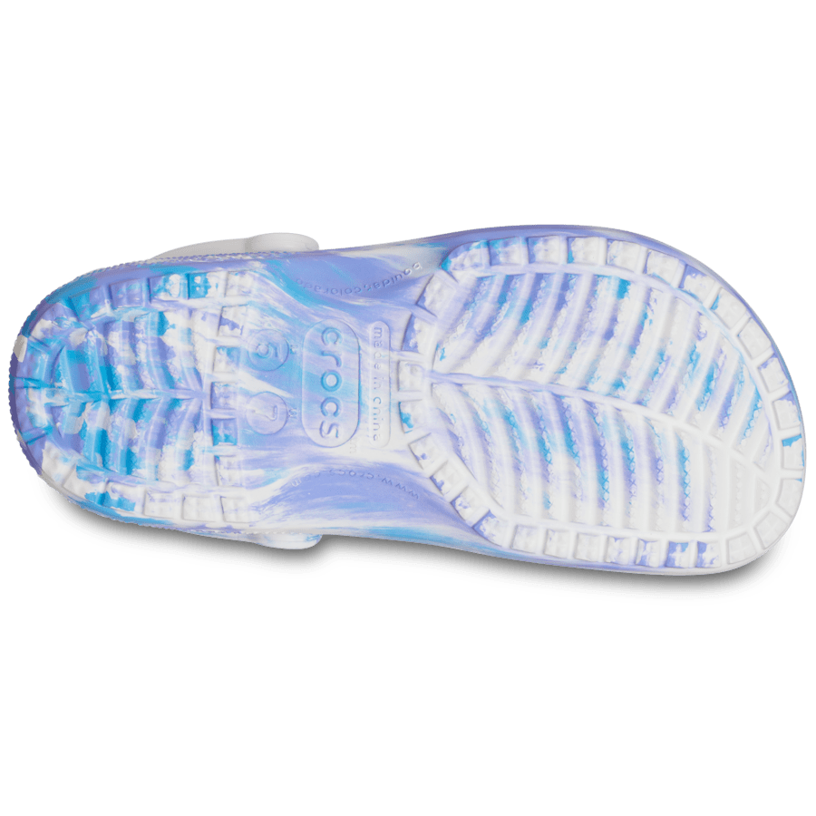 White / Oxygen Classic Marbled Clog - Bottom - Crocs