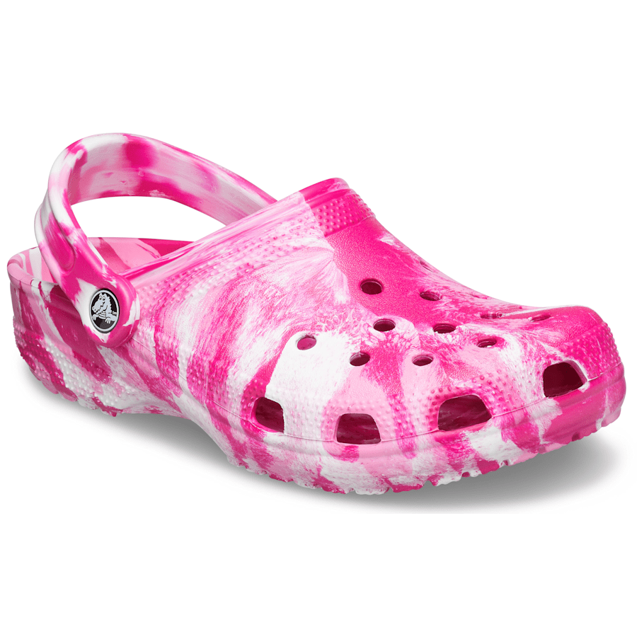 Candy Pink / Pink Lemonade Classic Marbled Clog - Angle - Crocs