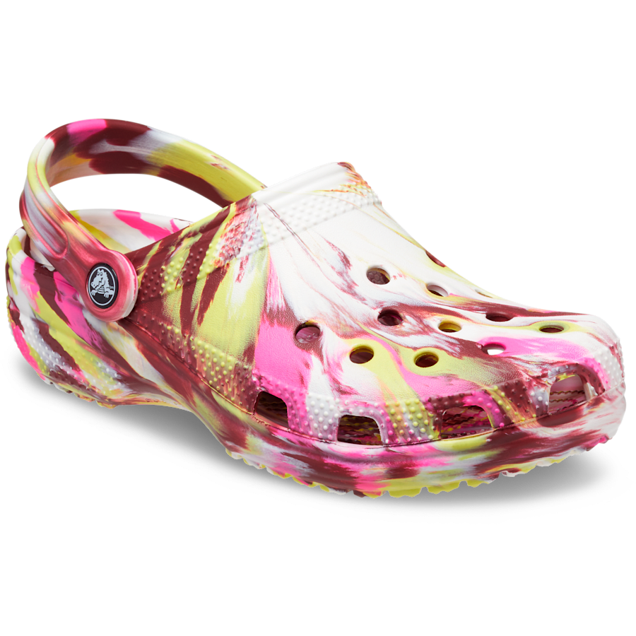 Electric Pink / Multi Classic Marbled Clog - Angle - Crocs
