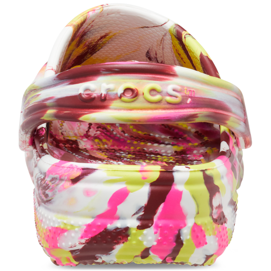 Electric Pink / Multi Classic Marbled Clog - Back - Crocs