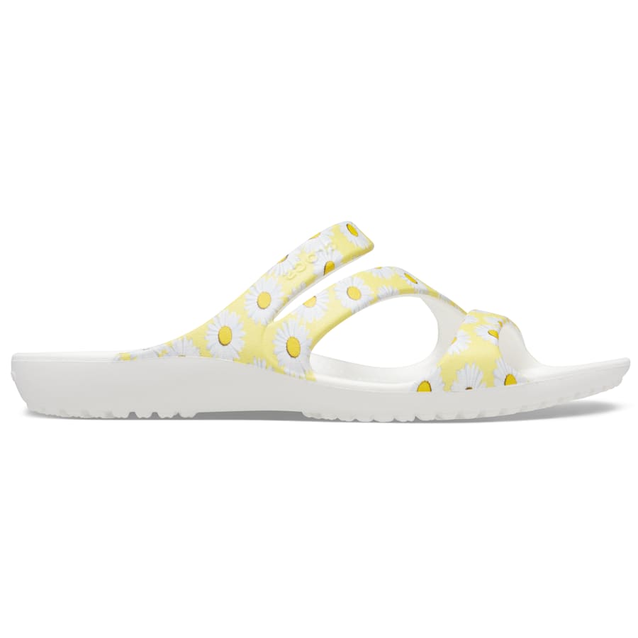 White / Yellow Daisy Women's Kadee II Graphic Sandal - Side - Crocs