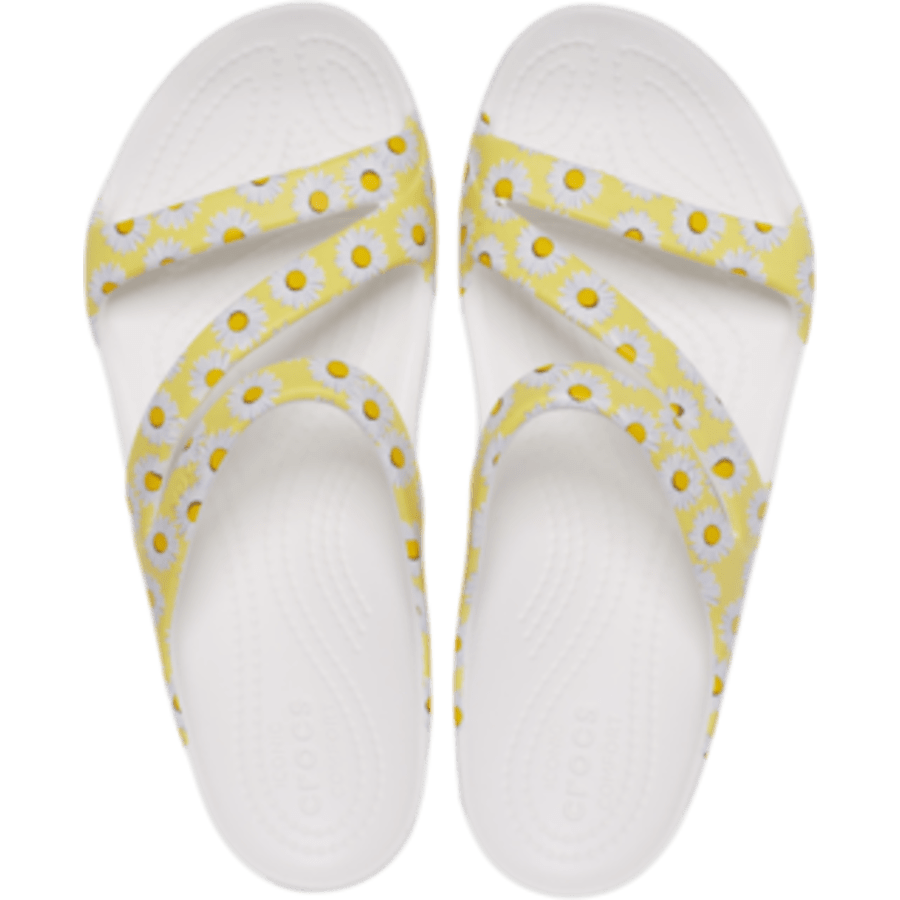 White / Yellow Daisy Women's Kadee II Graphic Sandal - Top - Crocs