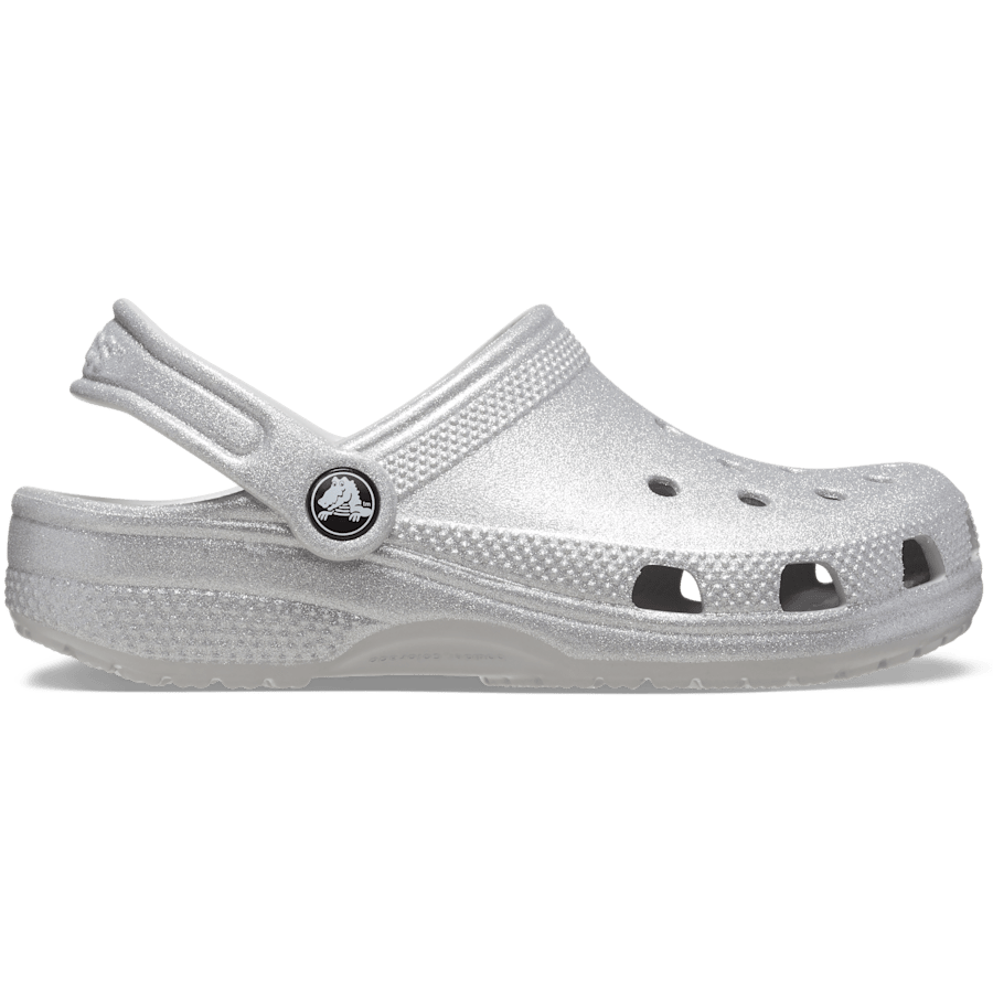 Silver Glitter Toddler Classic Glitter Clog - Side - Crocs