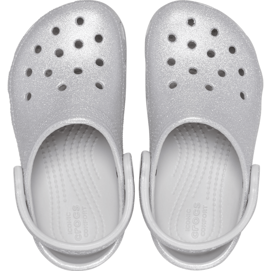 Silver Glitter Toddler Classic Glitter Clog - Top - Crocs