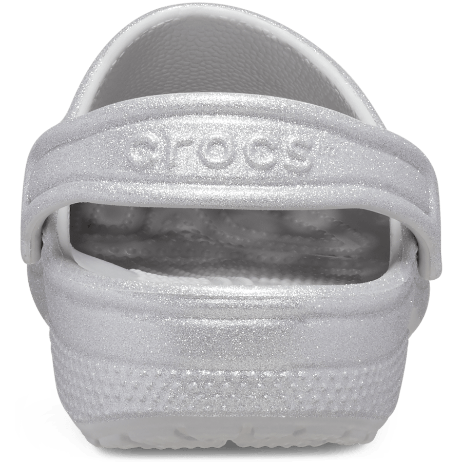 Silver Glitter Toddler Classic Glitter Clog - Back - Crocs