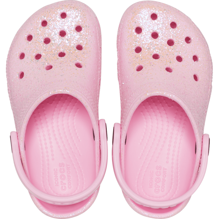 Flamingo Toddler Classic Glitter Clog - Top - Crocs