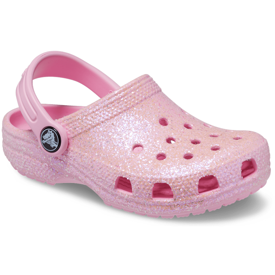 Flamingo Toddler Classic Glitter Clog - Angle - Crocs