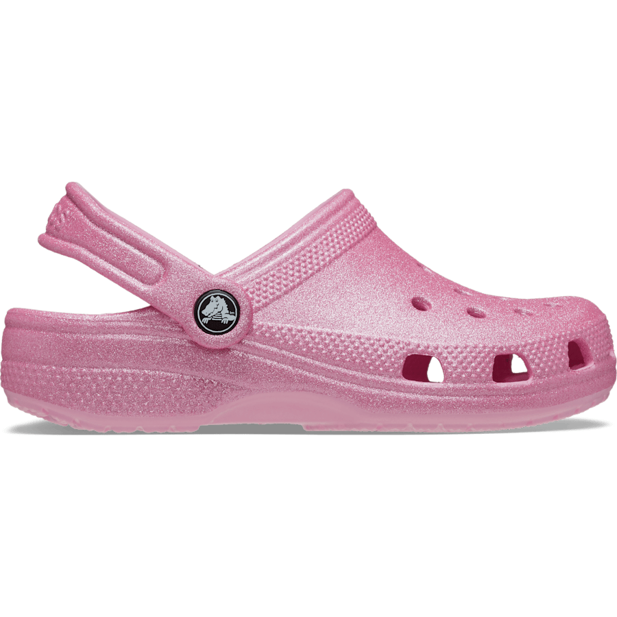 Pink Tweed Glitter Toddler Classic Glitter Clog - Side - Crocs