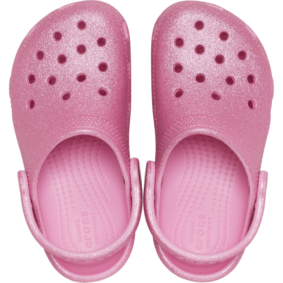 Pink Tweed Glitter Toddler Classic Glitter Clog - Top - Crocs