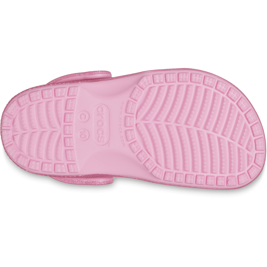 Pink Tweed Glitter Toddler Classic Glitter Clog - Bottom - Crocs