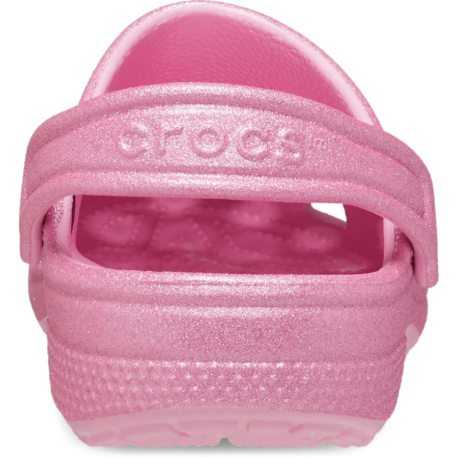 Pink Tweed Glitter Toddler Classic Glitter Clog - Back - Crocs