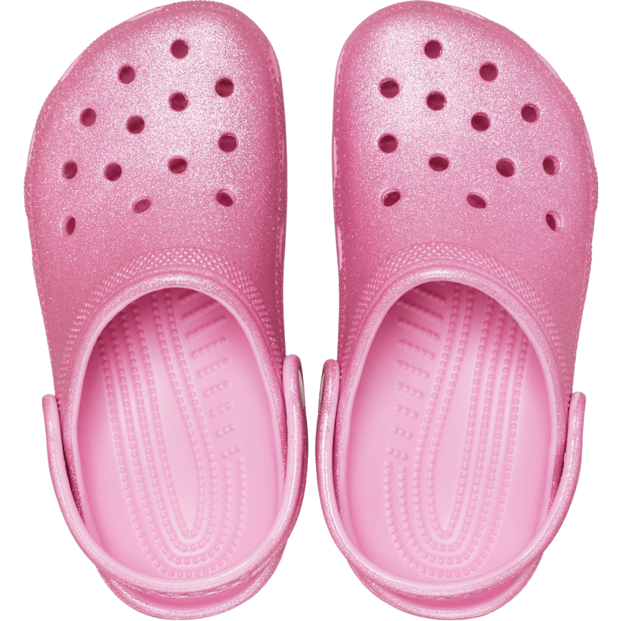 Pink Tweed Glitter Kids' Classic Glitter Clog - Top - Crocs