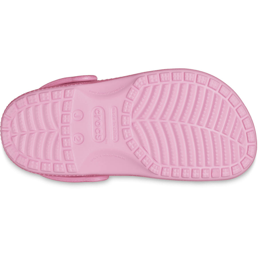 Pink Tweed Glitter Kids' Classic Glitter Clog - Bottom - Crocs