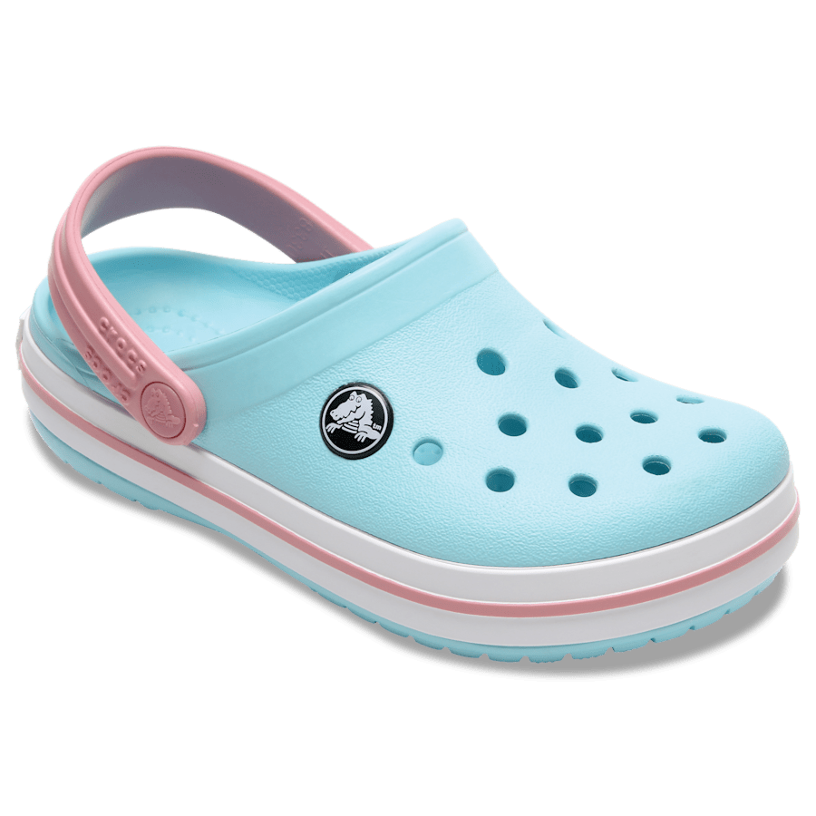Ice Blue/White Toddler Crocband™ Clog - Angle - Crocs
