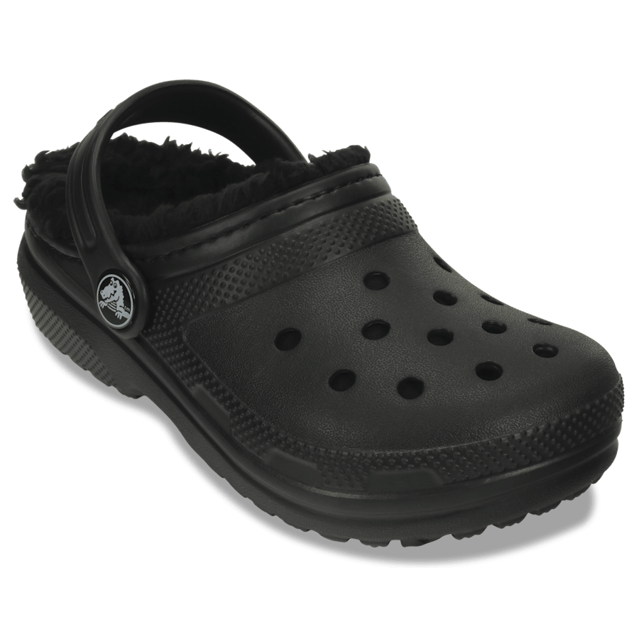 Black / Black Toddler Classic Lined Clog - Angle - Crocs