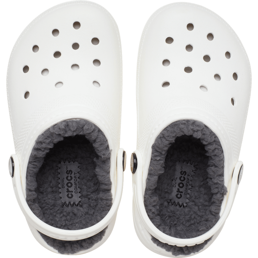 White / Grey Toddler Classic Lined Clog - Top - Crocs