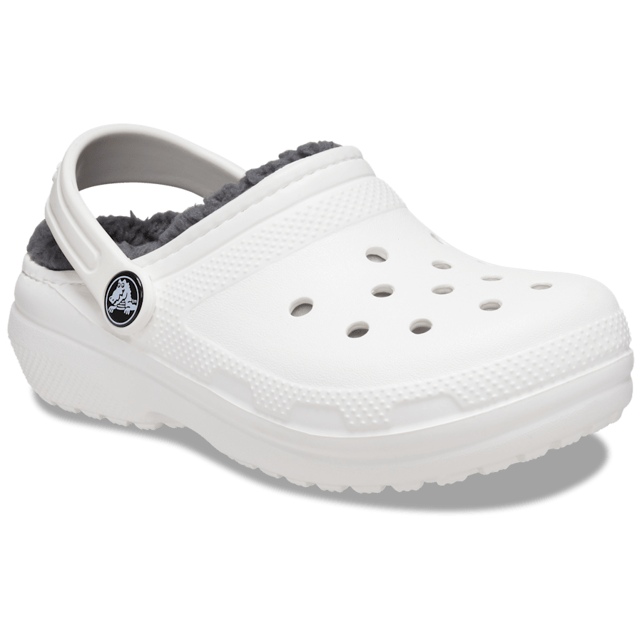 White / Grey Toddler Classic Lined Clog - Angle - Crocs