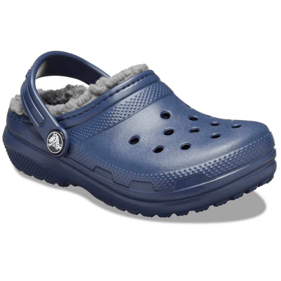 Navy / Charcoal Toddler Classic Lined Clog - Angle - Crocs