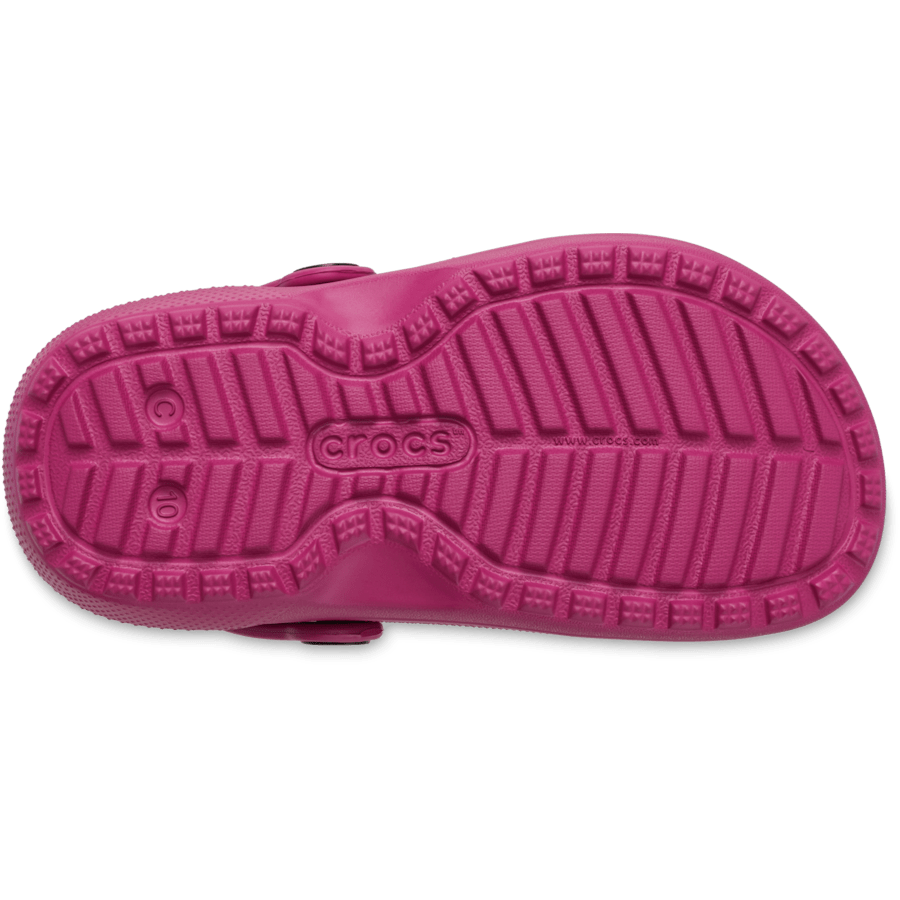 Royal Pink Toddler Classic Lined Clog - Ansicht von unten - Crocs