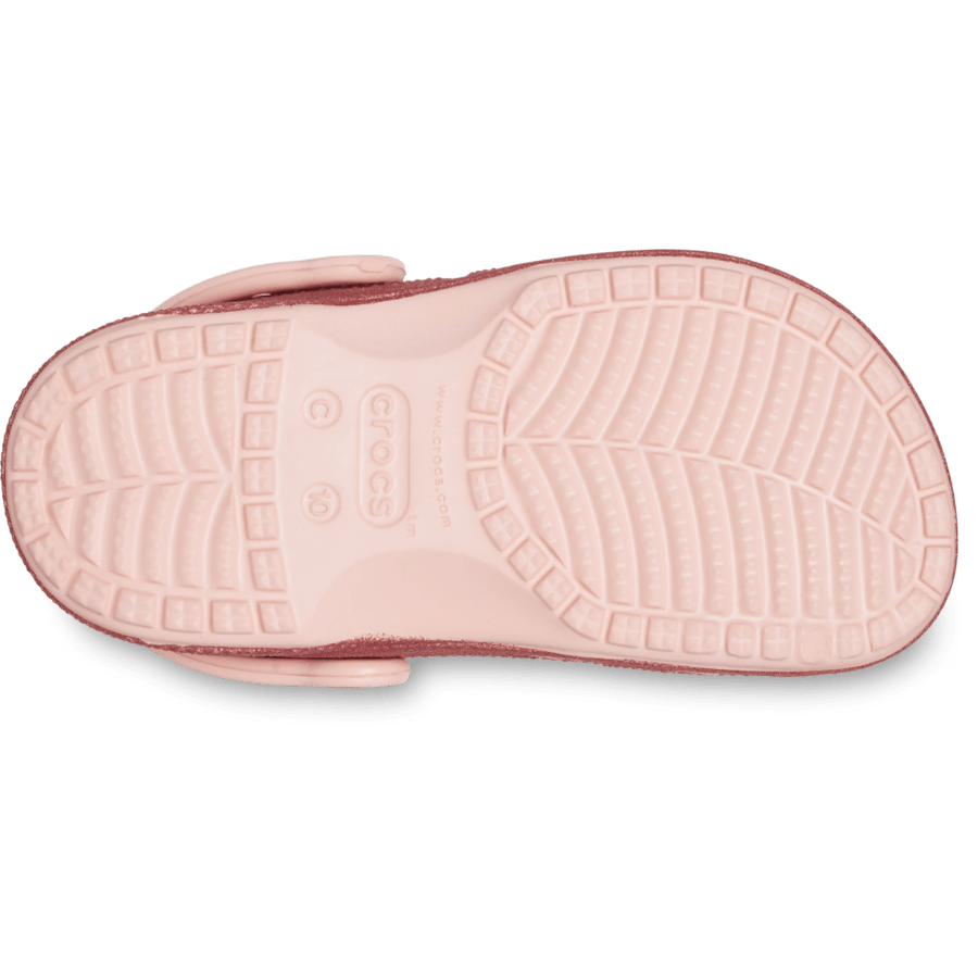 Pink Rose Toddler Baya Glitter Clog - Bottom - Crocs