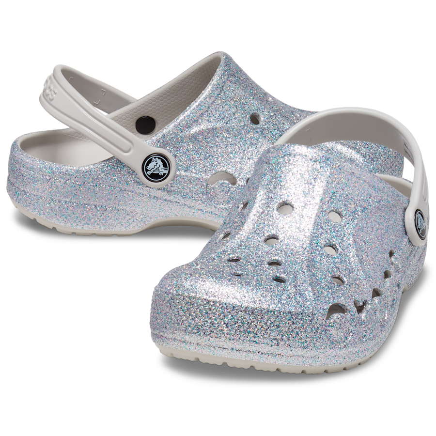 Silver Kids' Baya Glitter Clog - Pair - Crocs