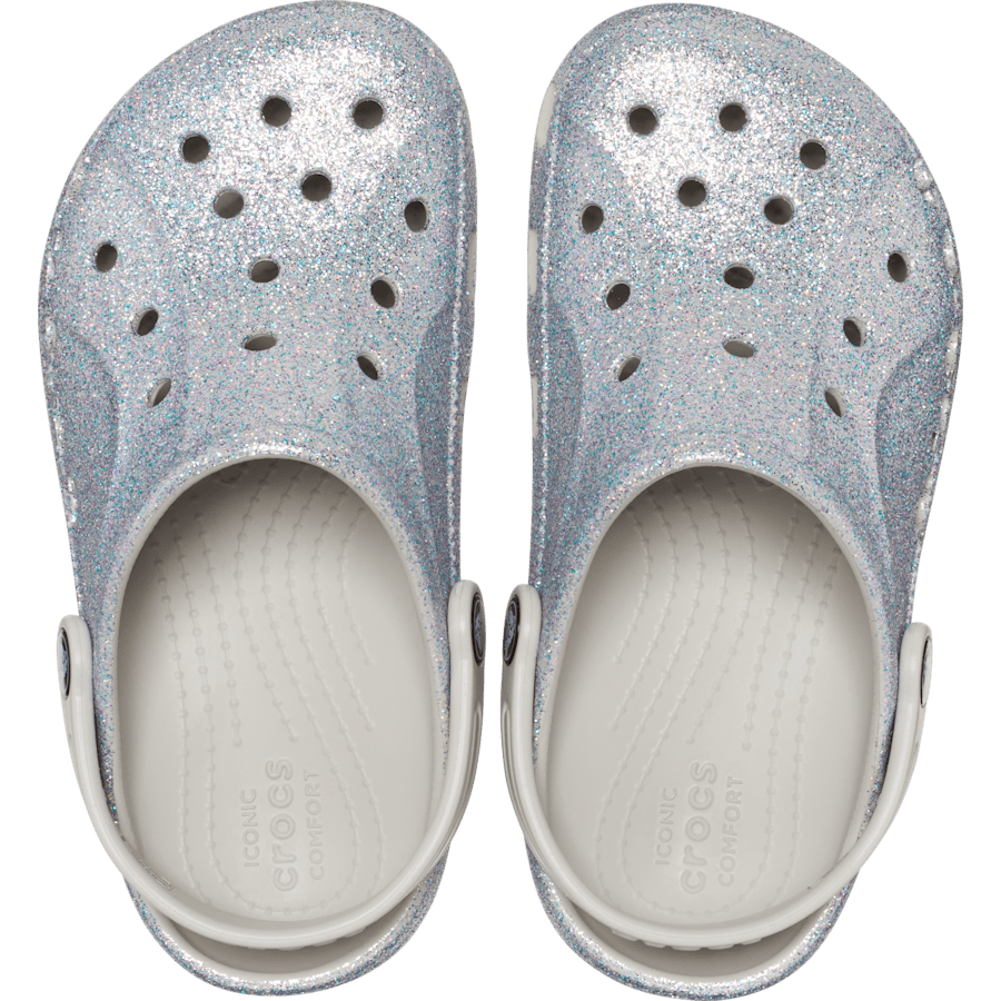 Silver Kids' Baya Glitter Clog - Top - Crocs