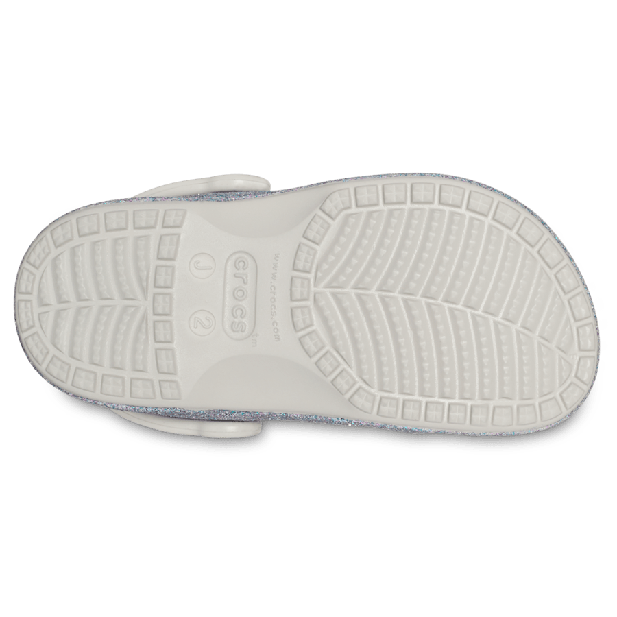 Silver Kids' Baya Glitter Clog - Bottom - Crocs