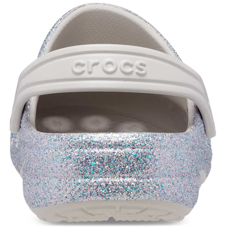 Silver Kids' Baya Glitter Clog - Back - Crocs