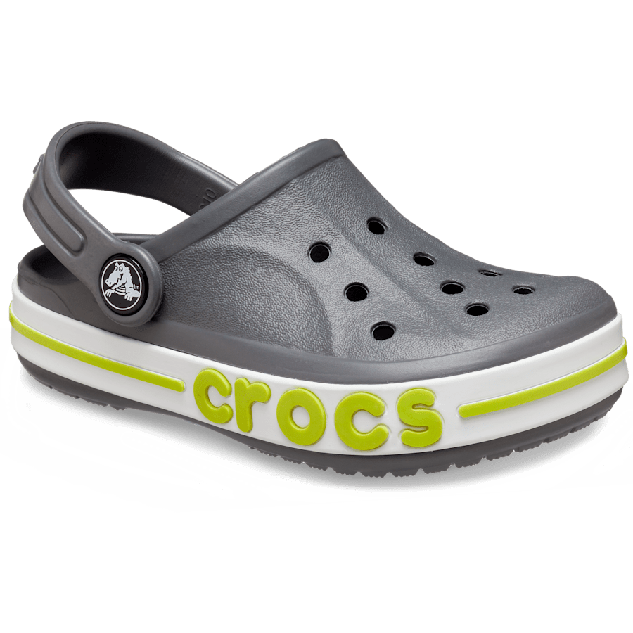 Slate Grey / Lime Punch Toddler Bayaband Clog - Angle - Crocs