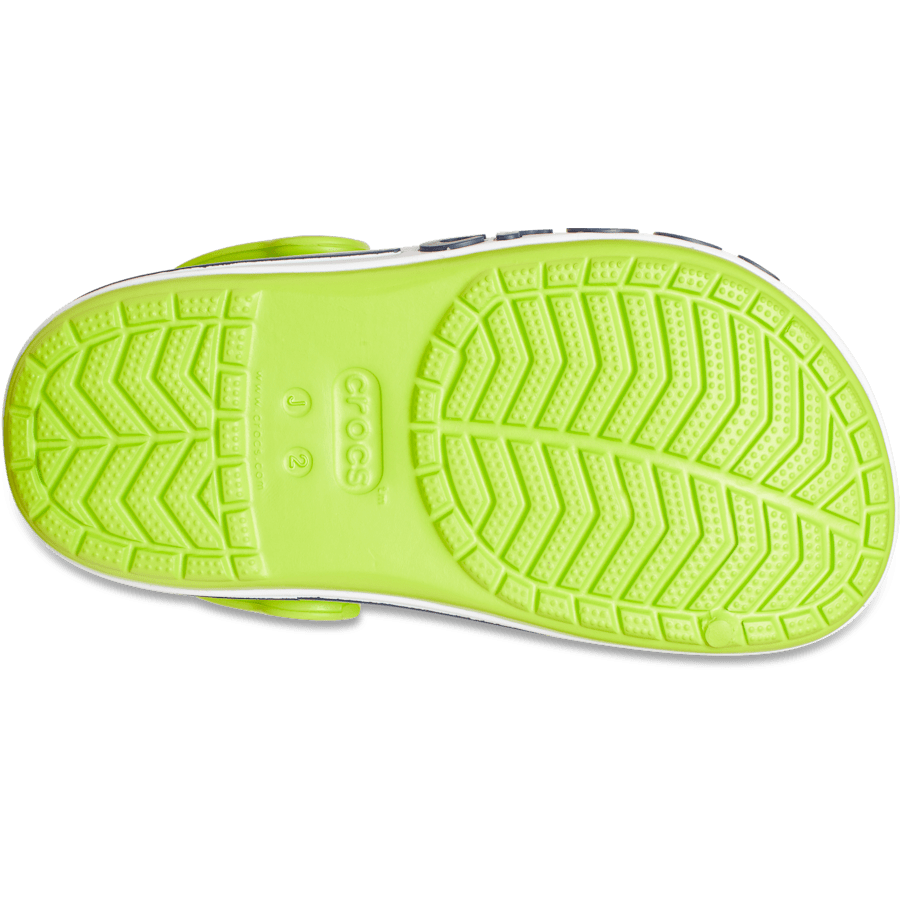 Lime Punch / Navy Kids' Bayaband Clog - Ansicht von unten - Crocs