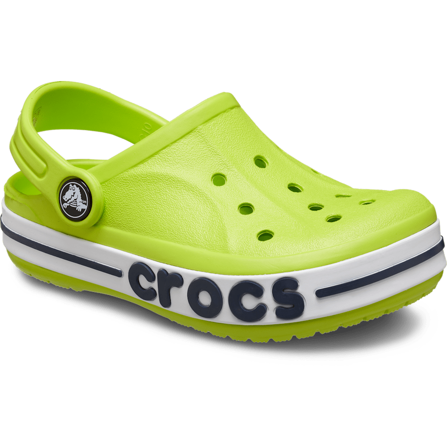 Lime Punch / Navy Kids' Bayaband Clog - Schrägsicht - Crocs