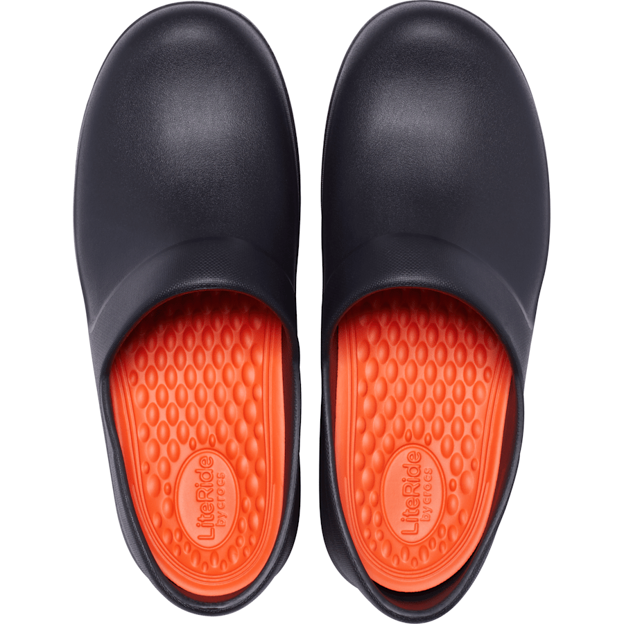 Black Womens Neria Pro II LiteRide™ Work Clog - Top - Crocs PFD