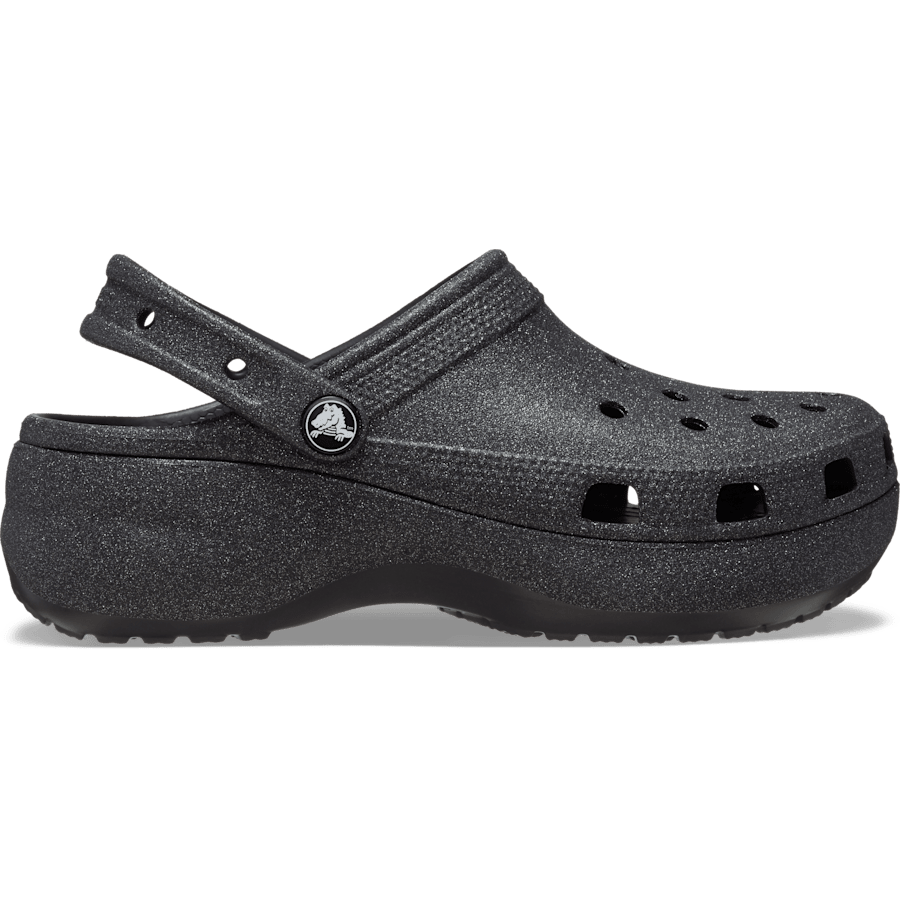 Black Women's Classic Platform Glitter Clog - Side - Crocs