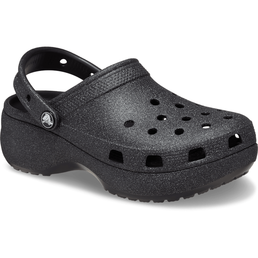 Black Women's Classic Platform Glitter Clog - Angle - Crocs
