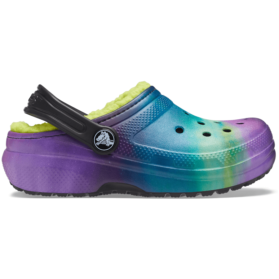 Black / Lime Punch Kids' Classic Lined Out of This World Clog - Side - Crocs
