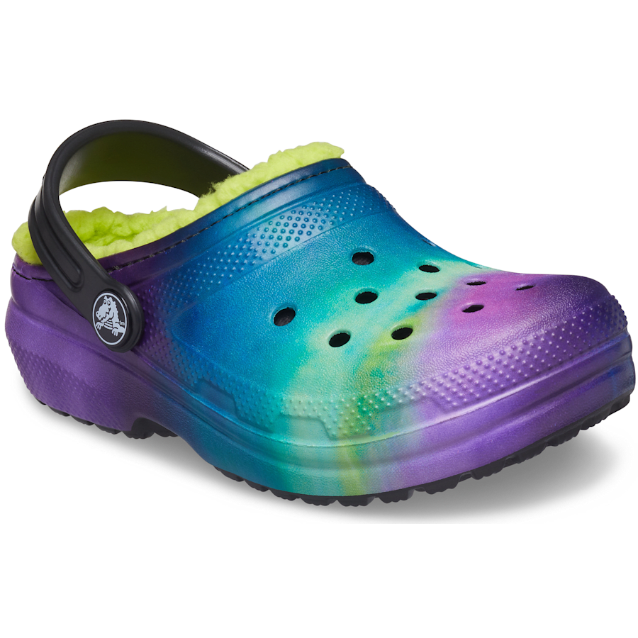 Black / Lime Punch Kids' Classic Lined Out of This World Clog - Angle - Crocs