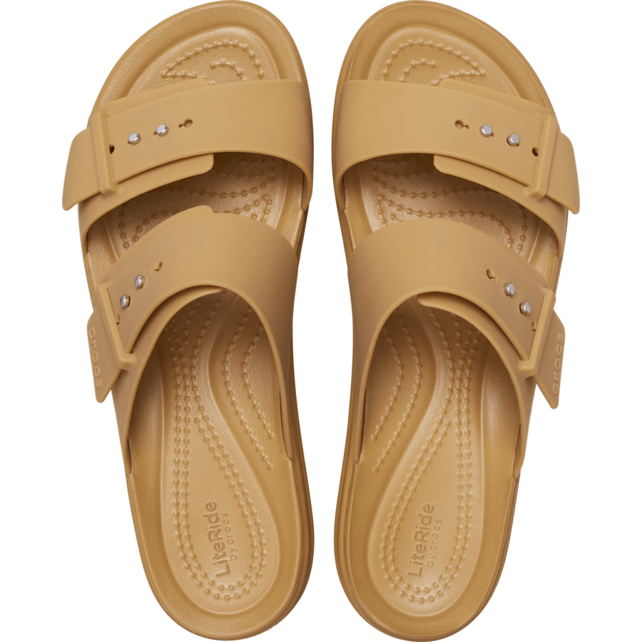 Crocs Brooklyn Buckle Low Wedge Sandal — Umber