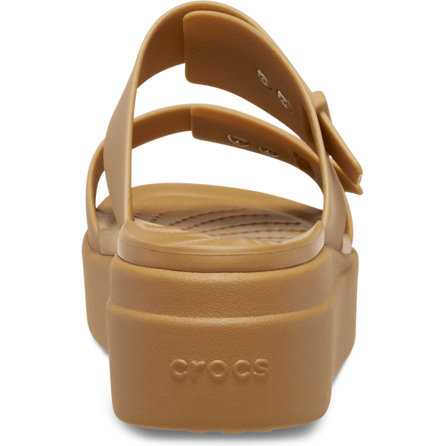 Crocs Brooklyn Buckle Low Wedge Sandal — Umber