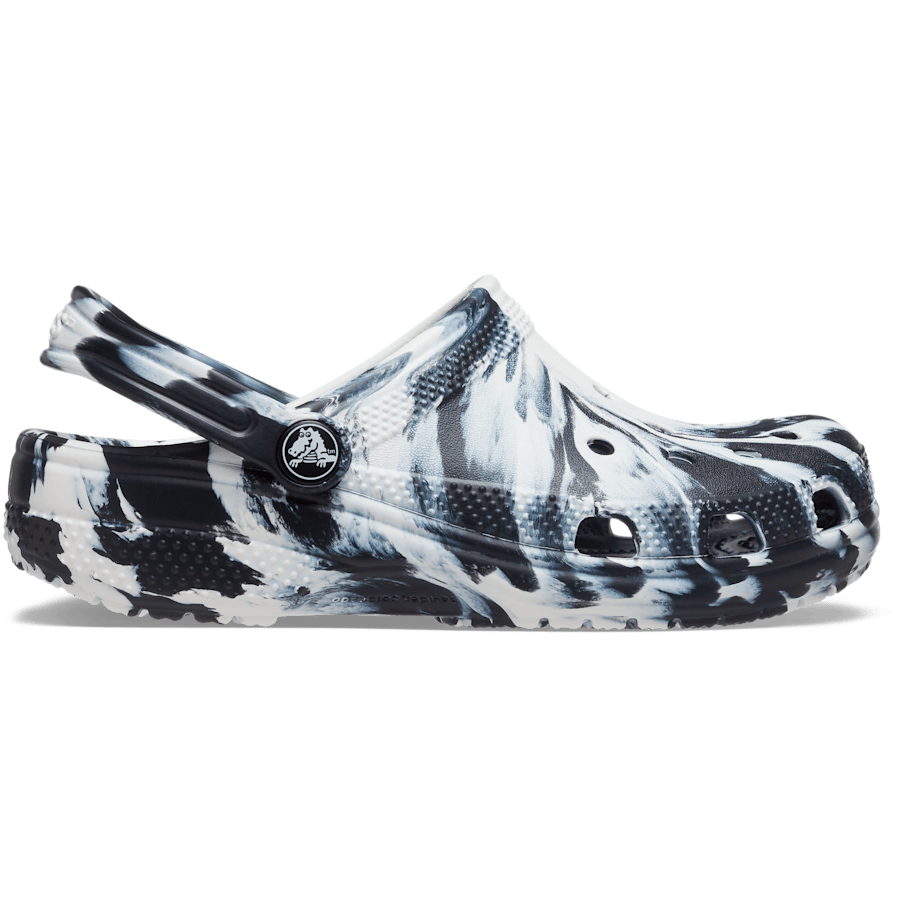 Black / White Kids' Classic Marbled Clog - Side - Crocs