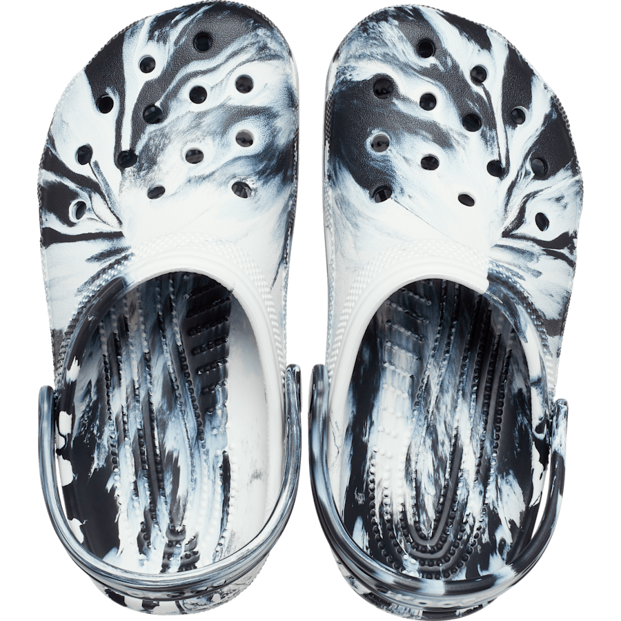 Black / White Kids' Classic Marbled Clog - Top - Crocs