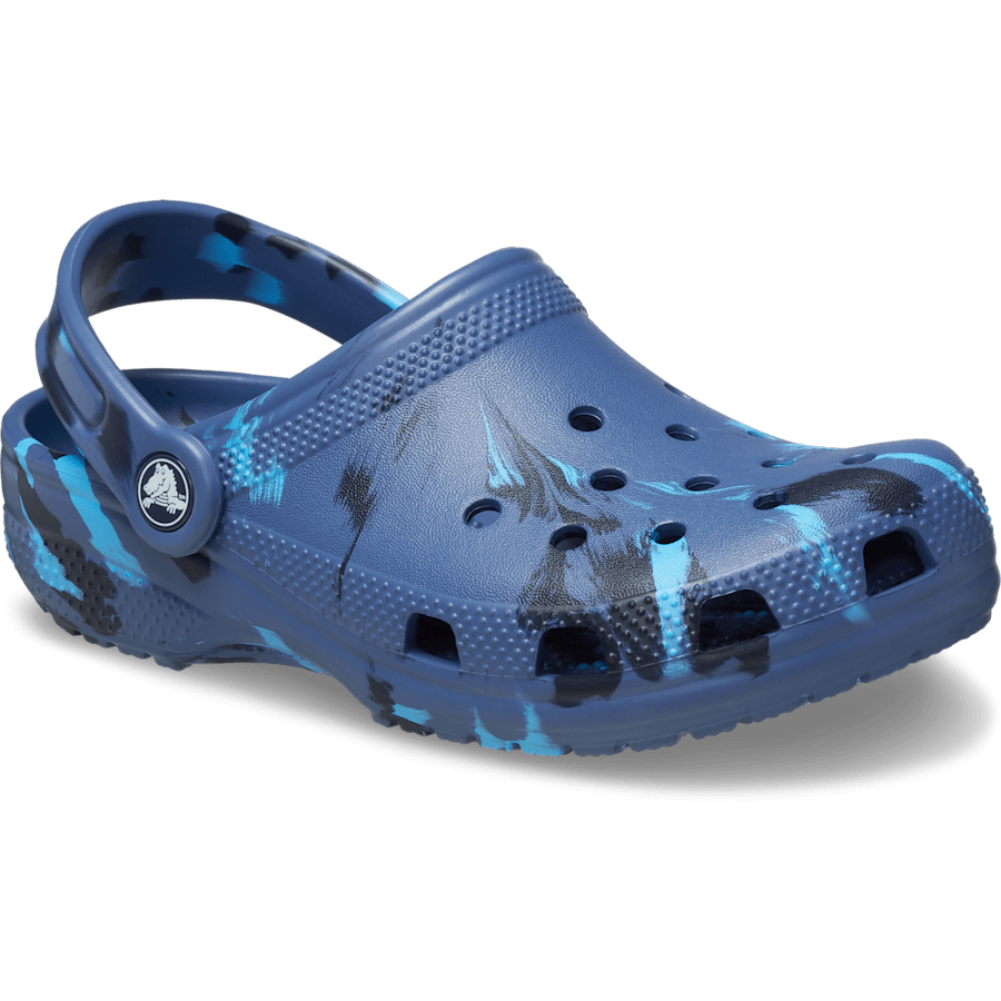 Navy / Multi Kids' Classic Marbled Clog - Angle - Crocs