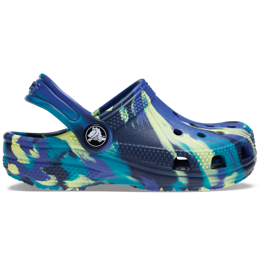 Crocs Kids' Classic Marbled Clog — Navy / Turbo Teal