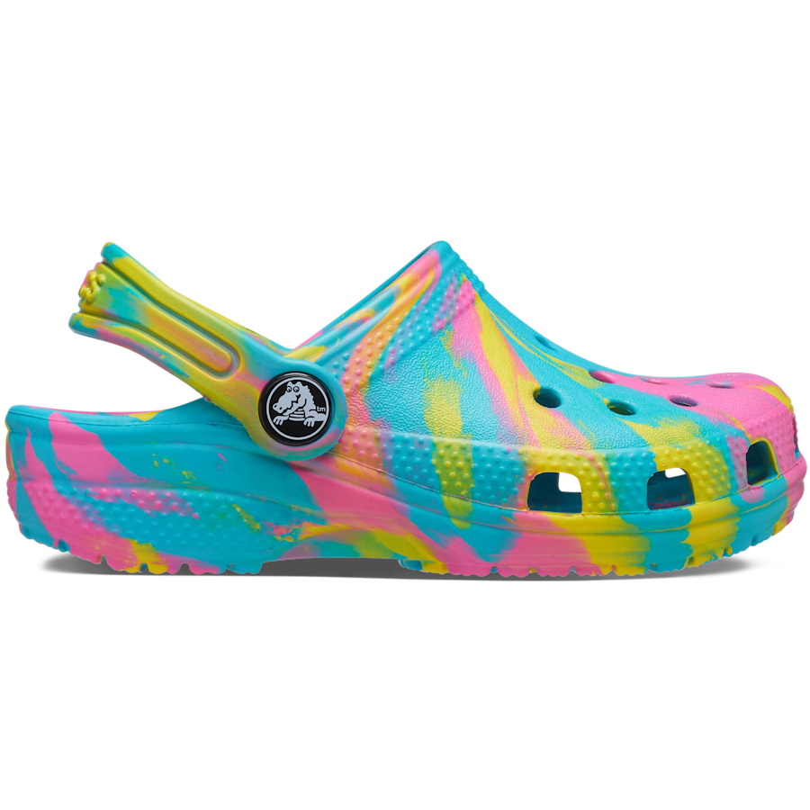Digital Aqua / Multi Kids' Classic Marbled Clog - Side - Crocs